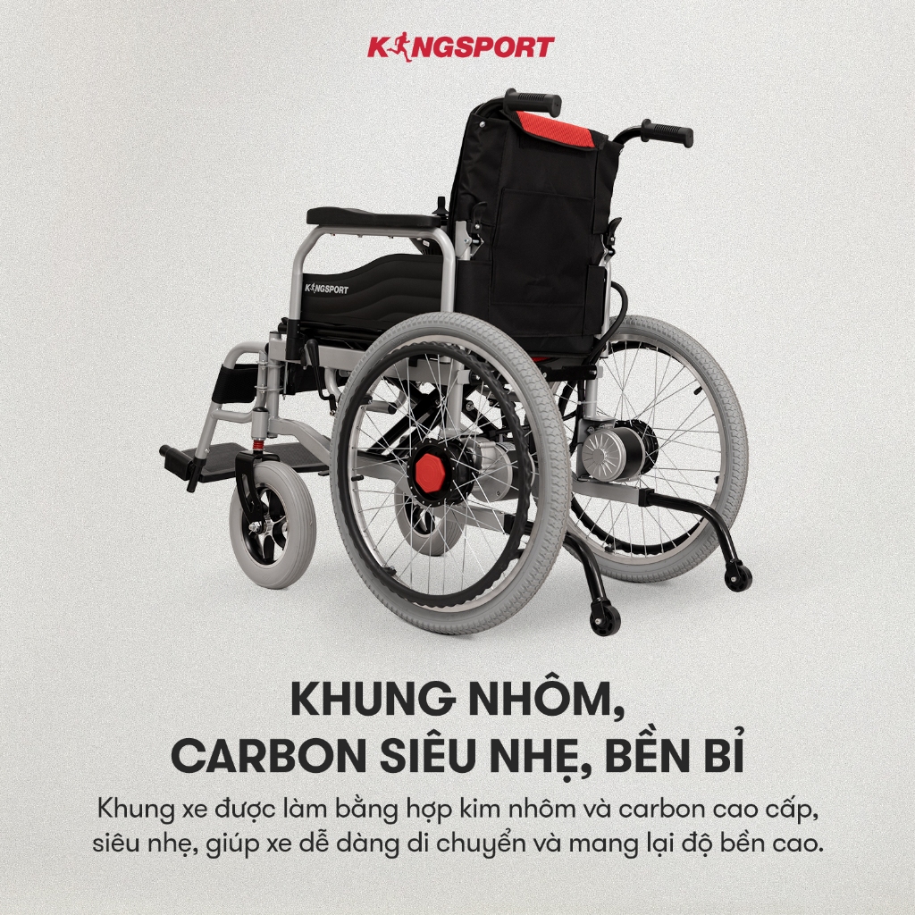 CHỈ GIAO MIỀN NAM | [TẶNG KÈM PIN, SẠC] Xe lăn điện KINGSPORT KINGMEDIC XLD4 tải trọng đến 120kg