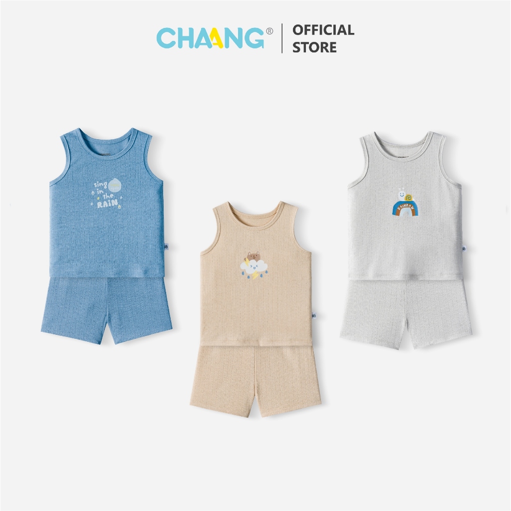 [CHAANG 12M-7Y] Bộ quần áo ba lỗ Mua vân chìm cho bé trai và bé gái