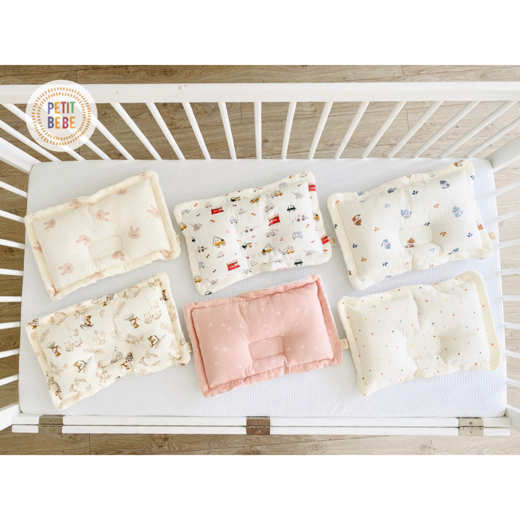Ảnh Gối lõm chống bẹp đầu chữ nhật PETIT BEBE muslin thấm hút thoáng khí cho bé từ 3 tháng tuổi 2