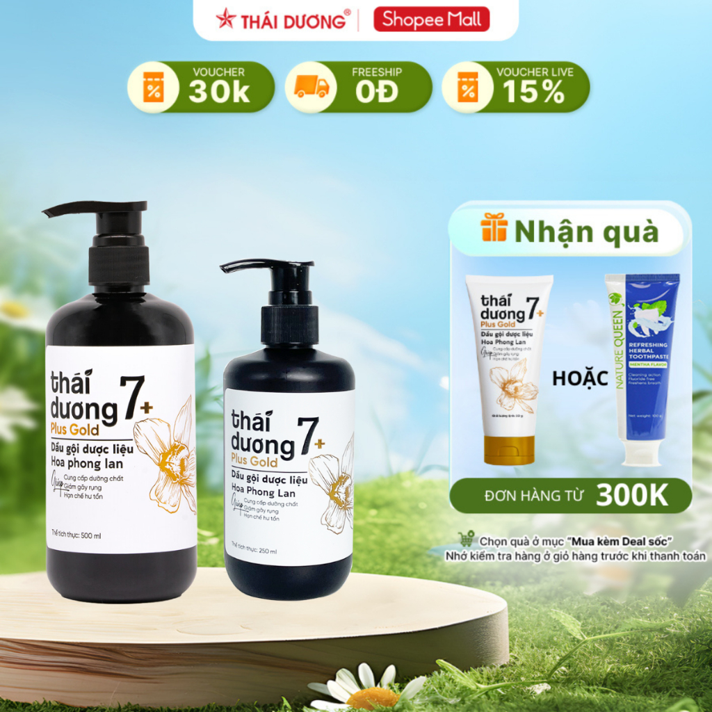 Ảnh Dầu gội Thái Dương 7 Plus Gold Hoa Phong Lan 500ml/250ml  - Dầu gội thảo dược hỗ trợ chống gàu, ngứa, giảm rụng tóc 1