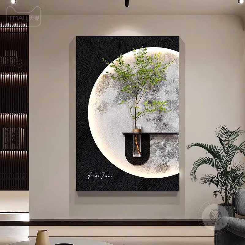 Hàng Cao Cấp - Tranh Decor Cắm Bình Hoa phòng Khách Có Đèn Led