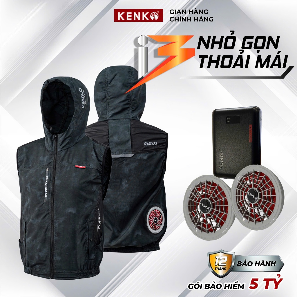 [KENKO STORE] ÁO ĐIỀU HOÀ GILE KENKO Nhật Bản ASAWIND ARMY 22V, Chất mát, thoáng khí thời trang bảo hành 12 tháng!