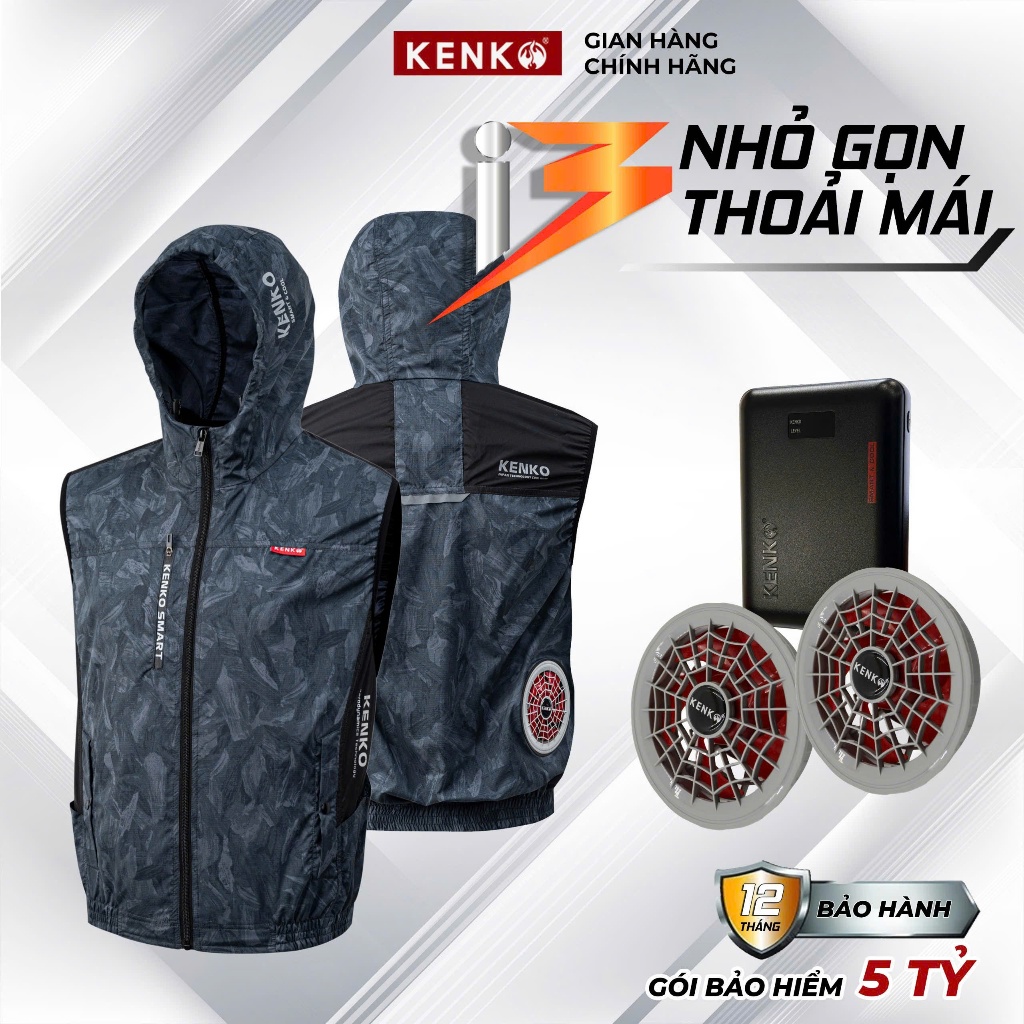[KENKO STORE] ÁO ĐIỀU HOÀ GILE KENKO Nhật Bản ASAWIND ARMY 22V, Chất mát, thoáng khí thời trang bảo hành 12 tháng!