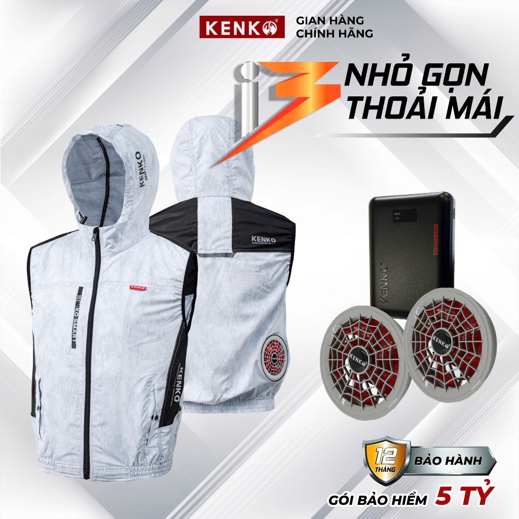 [KENKO STORE] ÁO ĐIỀU HOÀ GILE KENKO Nhật Bản ASAWIND ARMY 22V, Chất mát, thoáng khí thời trang bảo hành 12 tháng!