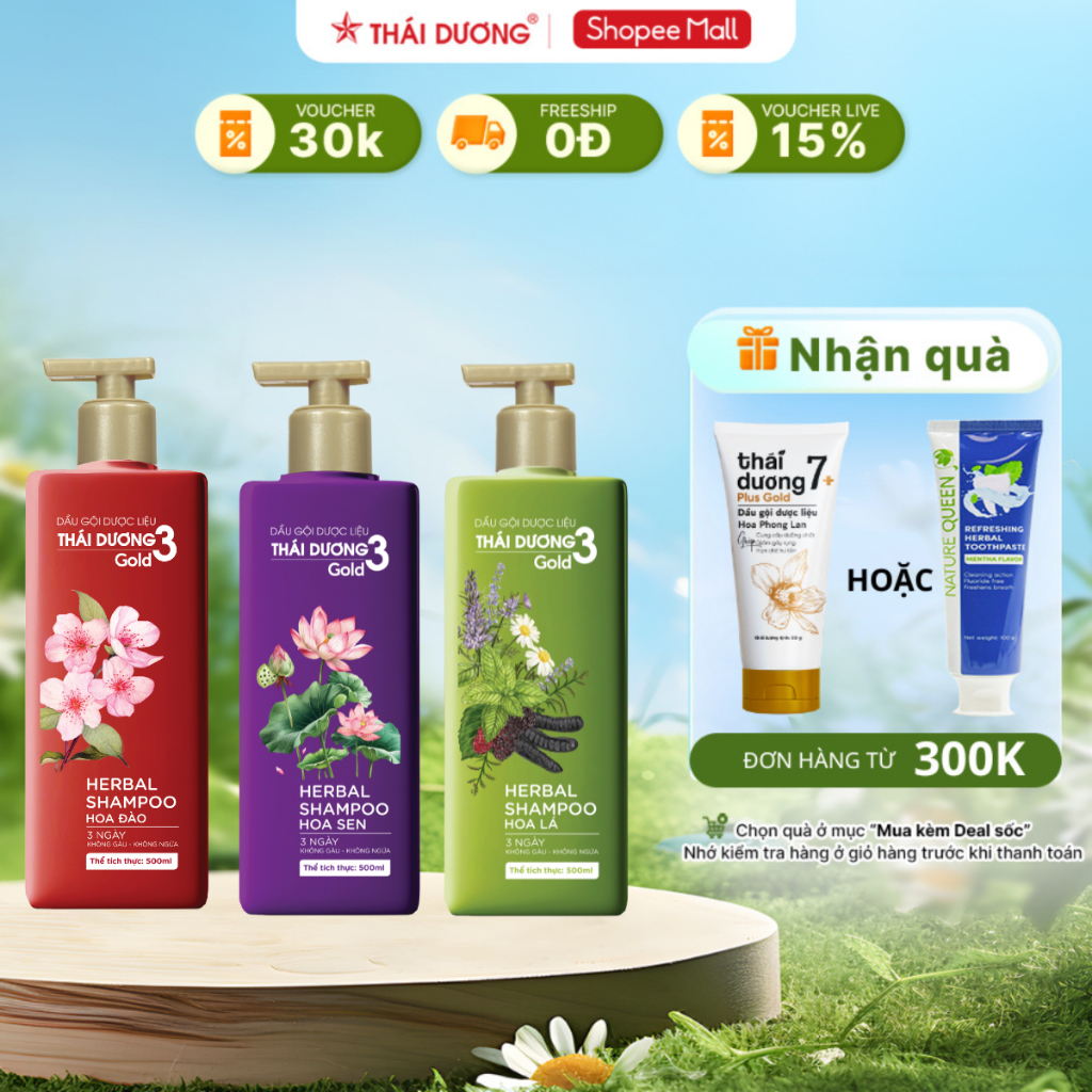 Ảnh Dầu gội thảo dược Thái Dương 3 - Chai 200ml, 500ml dành cho tóc gàu ngứa - Sao Thái Dương 1