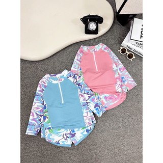 Đồ bơi cho bé gái sz 15-45kg dài tay kèm quần đùi,bikini 2 mảnh họa tiết sóng chất đẹp cho bé gái hoạ tiết xinh xắn