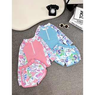 Đồ bơi cho bé gái sz 15-45kg dài tay kèm quần đùi,bikini 2 mảnh họa tiết sóng chất đẹp cho bé gái hoạ tiết xinh xắn