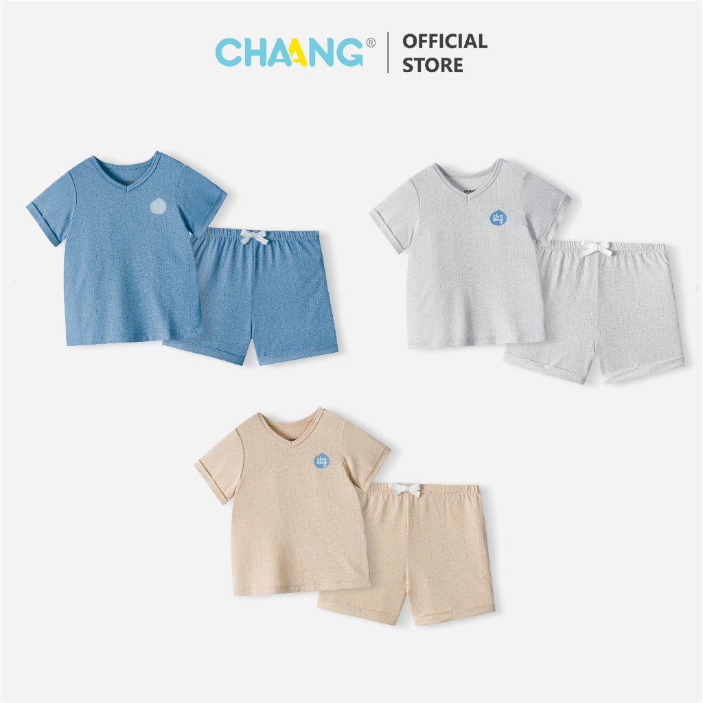 [CHAANG 12M-7Y] Bộ quần áo cộc cổ tim/cánh tiên Mưa vân chìm cho bé trai và bé gái