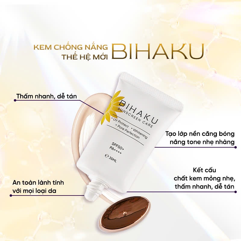 Kem chống nắng vật lý lai hóa học phổ rộng Bihaku Sunscreen Care SPF50+ PA++++  Nhật Bản 35ml