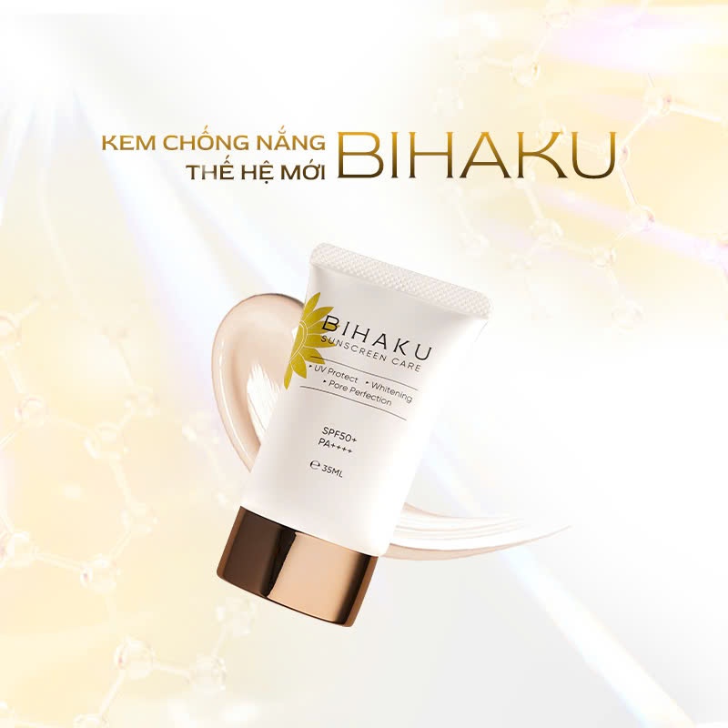 Kem chống nắng vật lý lai hóa học phổ rộng Bihaku Sunscreen Care SPF50+ PA++++  Nhật Bản 35ml
