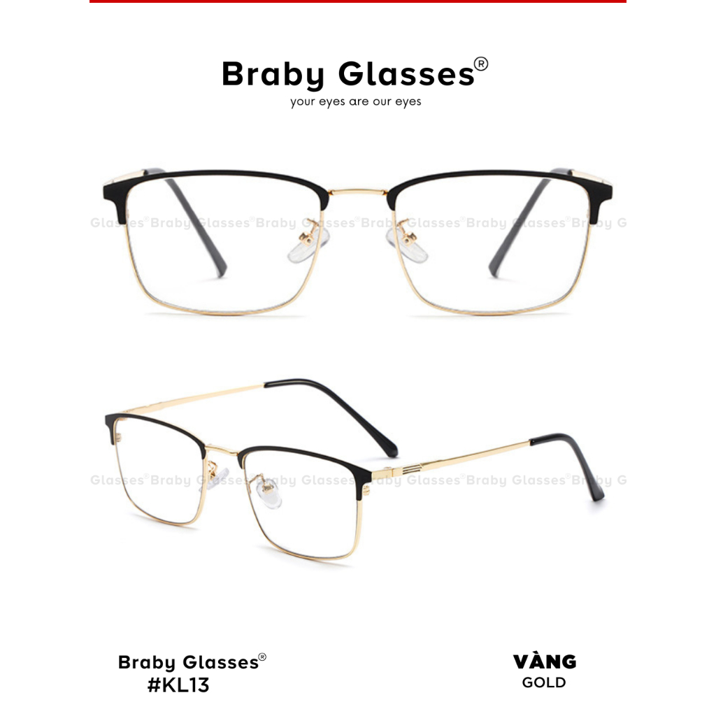 Gọng kính lão đọc sách viễn thị Braby Glasses cho người lớn tuổi Kim loại cao cấp chắc chắn KL13
