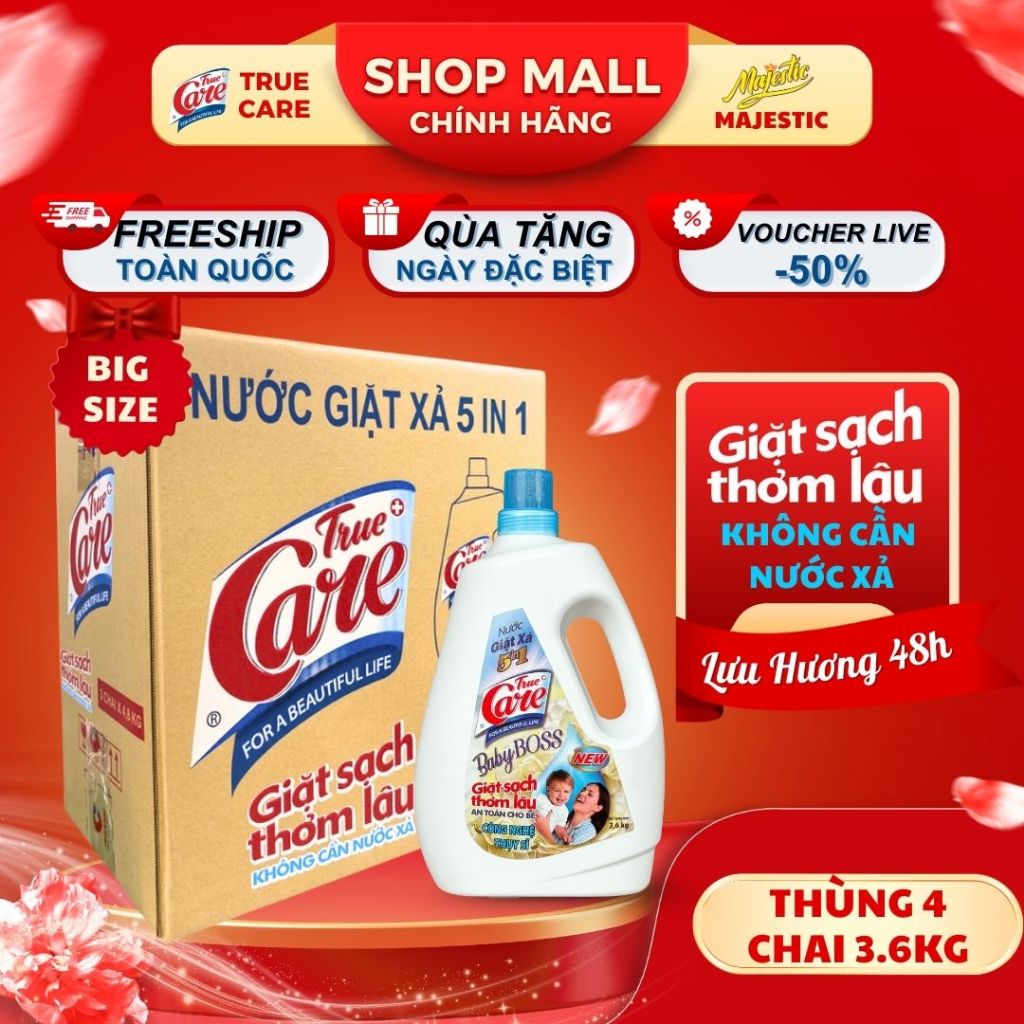 Thùng Nước Giặt Xả True Care 5in1 Hương Baby Boss 3.6Kg