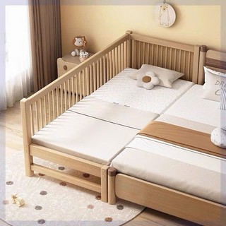 Giường ngủ Honalife cho bé ghép chung giường bố mẹ (đệm+ga),gỗ thông tự nhiên cao cấp an toàn chính hãng-BH 24 tháng