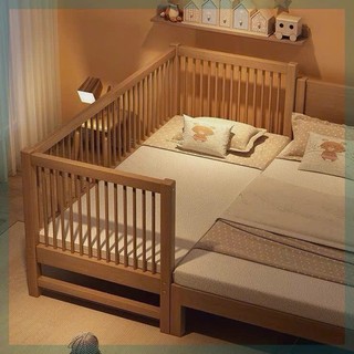 Giường ngủ Honalife cho bé ghép chung giường bố mẹ (đệm+ga),gỗ thông tự nhiên cao cấp an toàn chính hãng-BH 24 tháng
