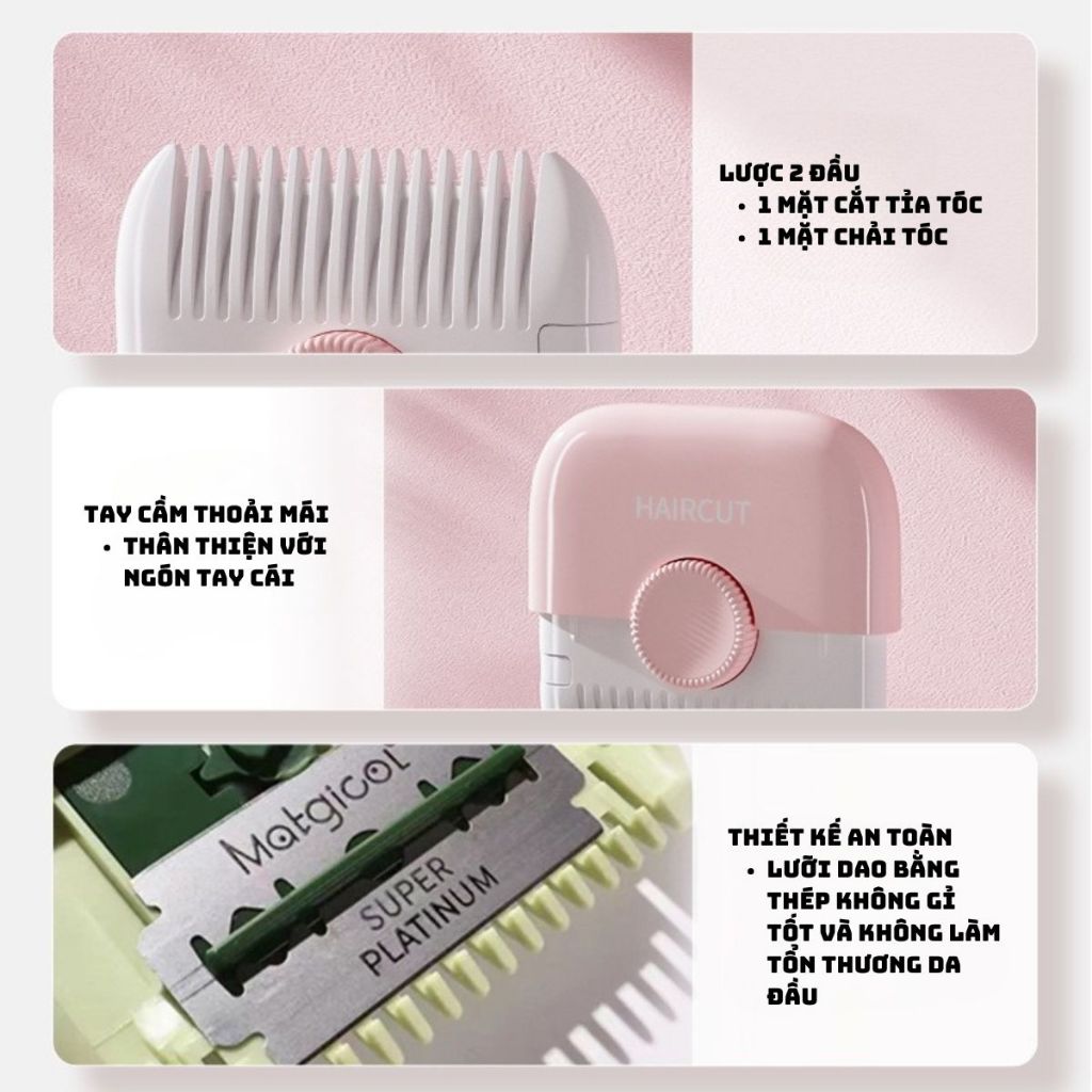 Lược tỉa tóc cầm tay đa năng 2 in 1 tiện lợi
