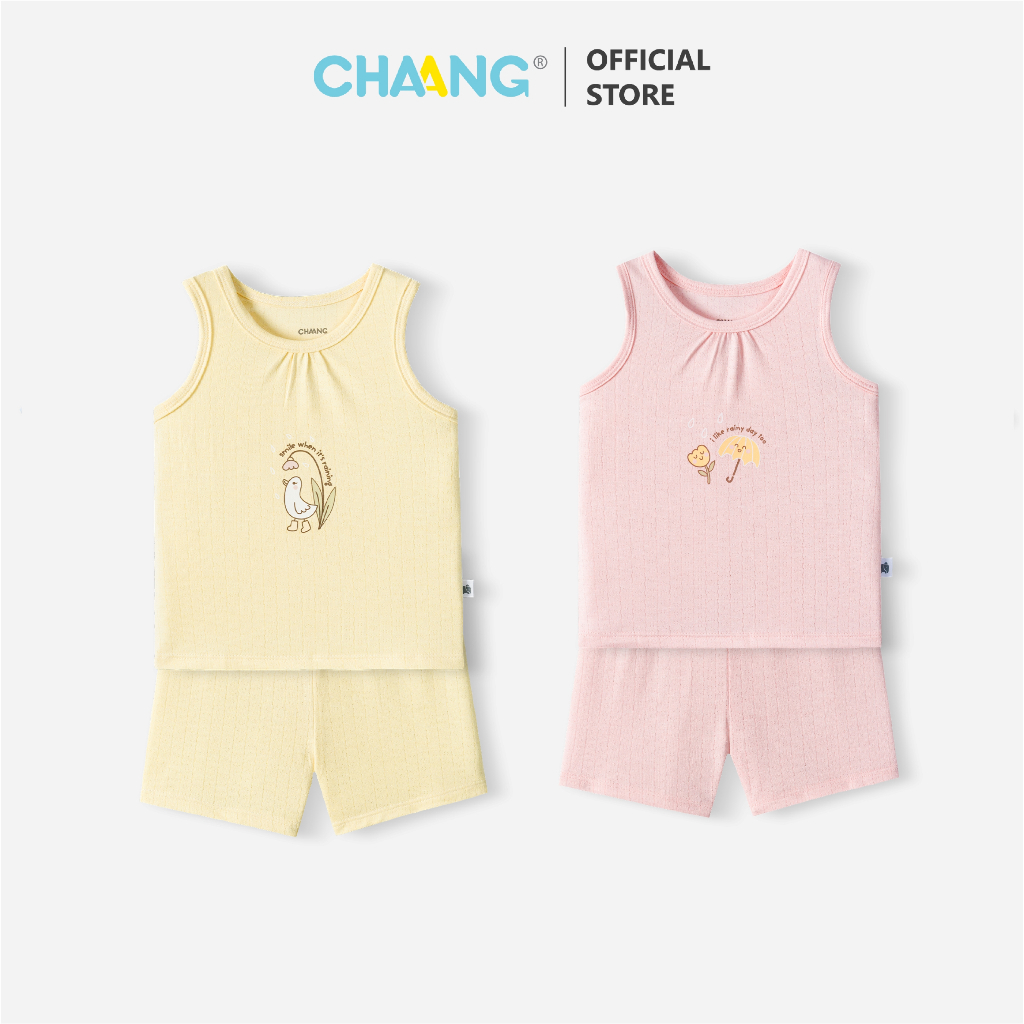 [CHAANG 12M-7Y] Bộ quần áo ba lỗ Mưa vân chìm cho bé gái và bé trai