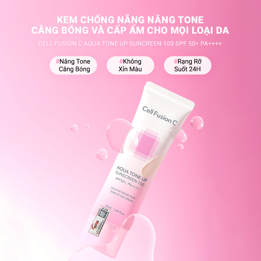 Ảnh Kem Chống Nắng Nâng Tone Cấp Ẩm Căng Bóng Cho Mọi Loại Da Cell Fusion C Aqua Tone Up Sunscreen 100 SPF50+ PA++++ 2