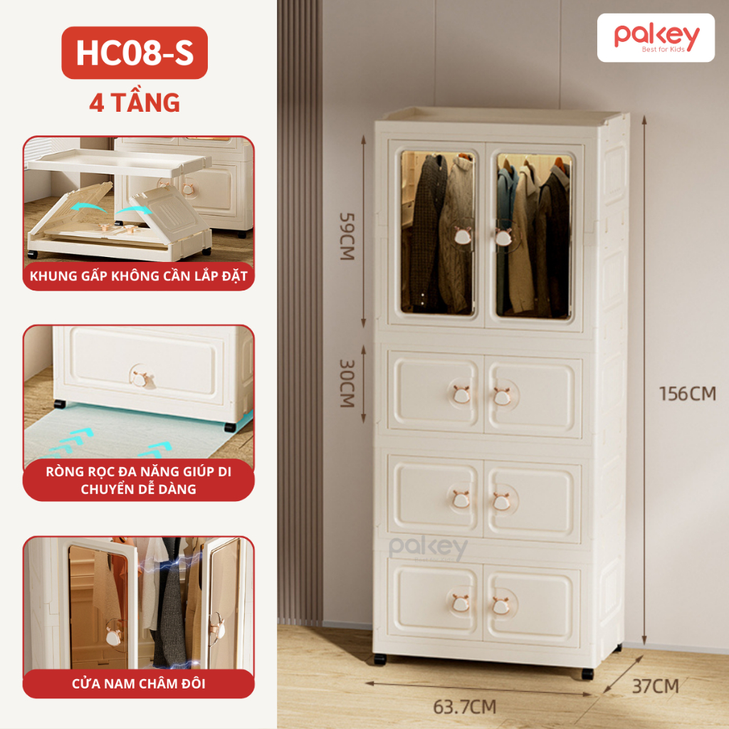 [HỎA TỐC] Tủ Đựng Đồ Nhiều Ngăn Cho Bé, Tủ Gấp Gọn Kính Trong 4 5 6 Tầng Tiện Lợi Chất Liệu Nhựa Nguyên Sinh An Toàn