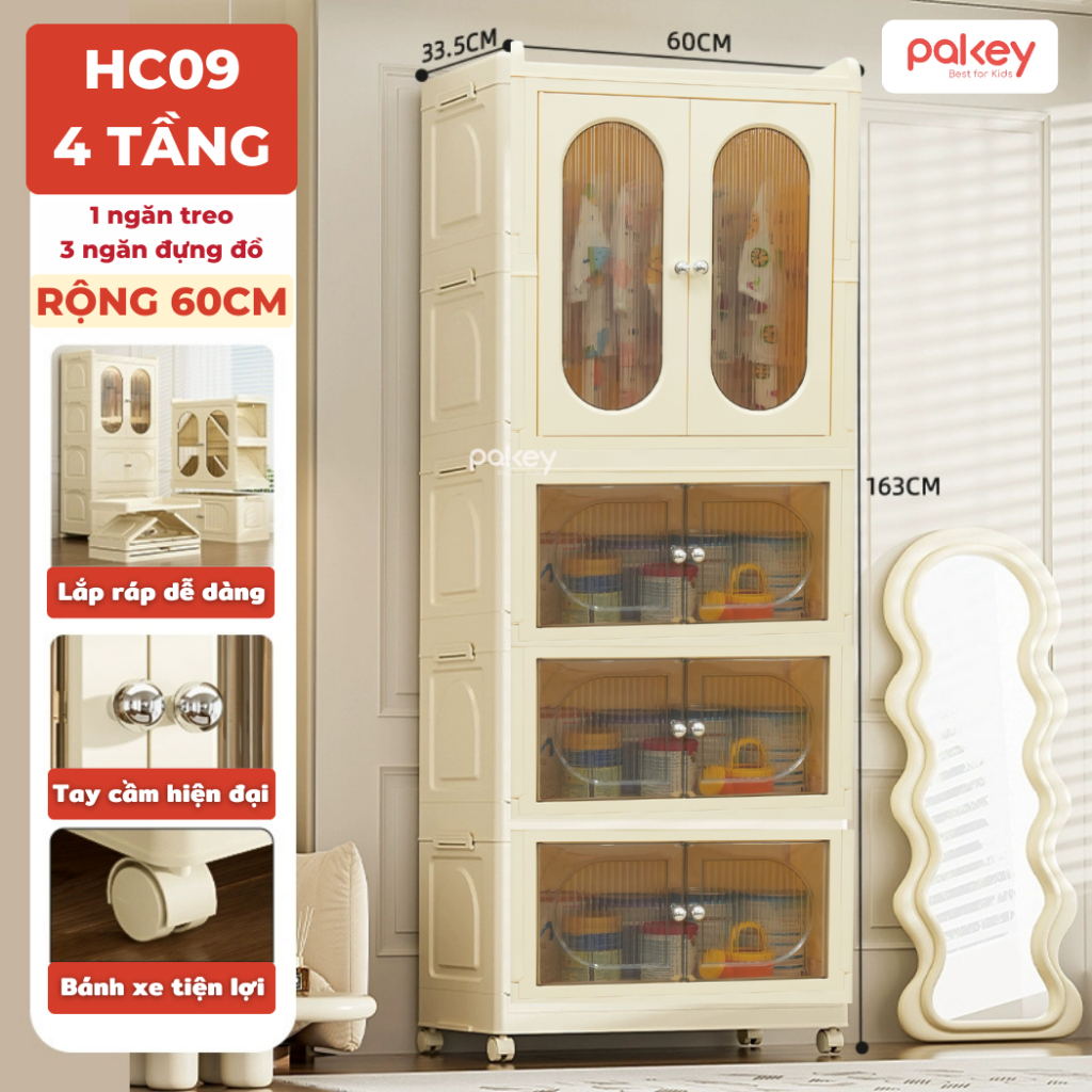 [HỎA TỐC] Tủ Đựng Đồ Nhiều Ngăn Cho Bé, Tủ Gấp Gọn Kính Trong 4 5 6 Tầng Tiện Lợi Chất Liệu Nhựa Nguyên Sinh An Toàn