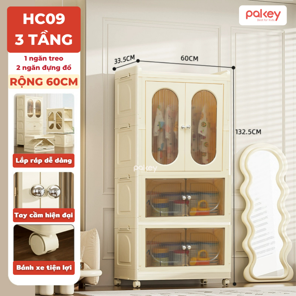 [HỎA TỐC] Tủ Đựng Đồ Nhiều Ngăn Cho Bé, Tủ Gấp Gọn Kính Trong 4 5 6 Tầng Tiện Lợi Chất Liệu Nhựa Nguyên Sinh An Toàn