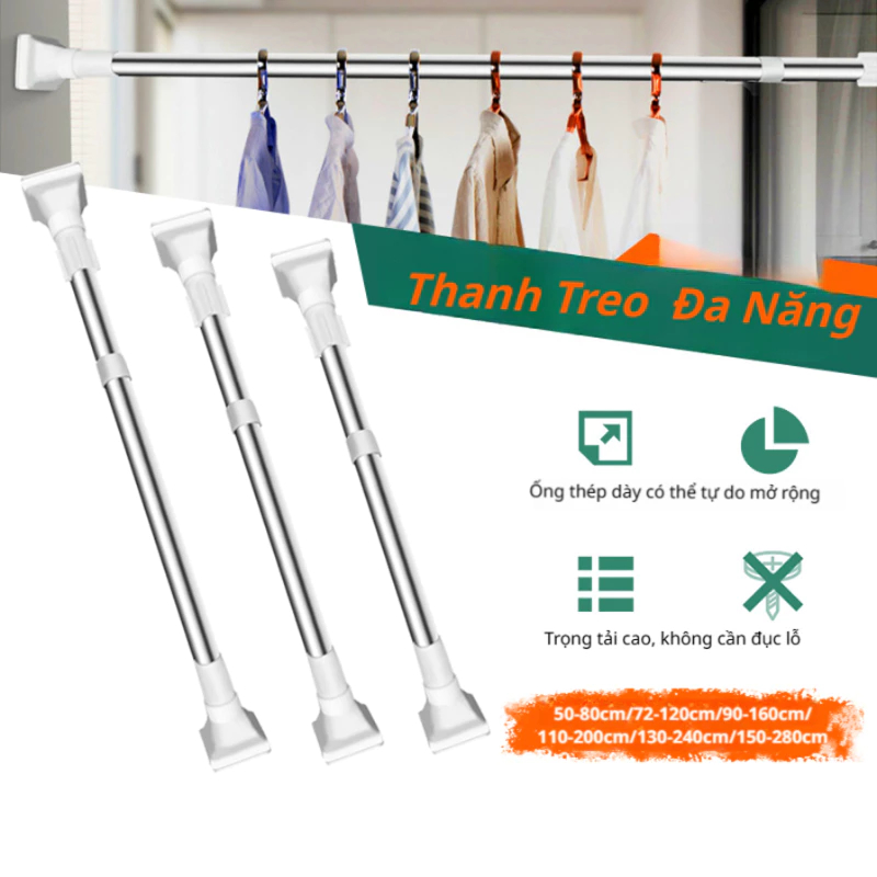 Thanh Treo Quần Áo Không Cần Khoan Tường,Thanh Treo Rèm Đa Năng Inox ...