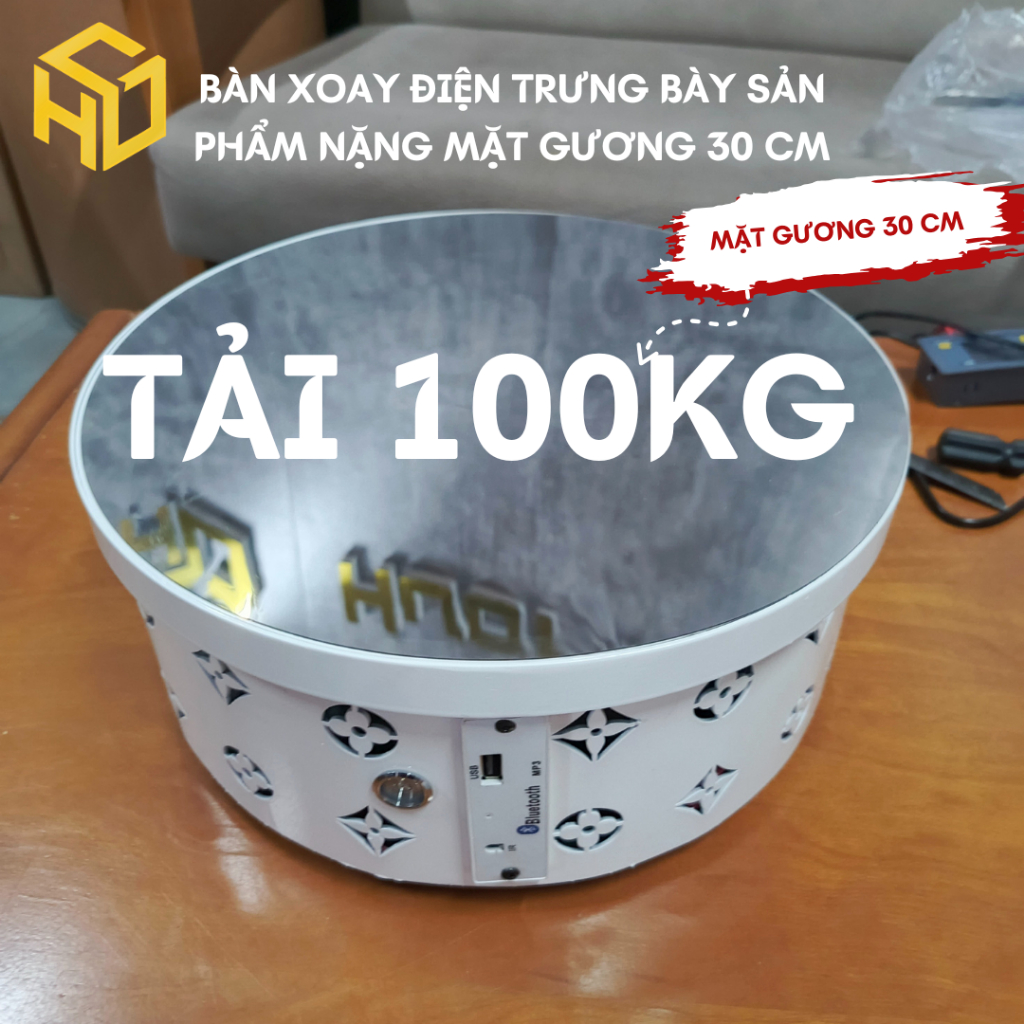 Bàn Xoay, Đế Xoay Trưng Bày Sản Phẩm nặng 100 kg Size 30cm Dùng Livestream, chụp hình