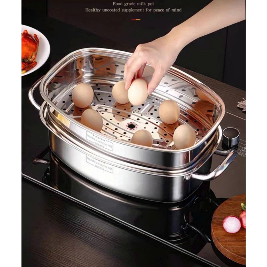 Nồi Xửng Hấp Cá Inox 304 Hai Tầng Nội Địa Trung Cao Cấp