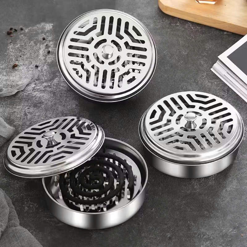 Khay Đựng Hương Muỗi Có Nắp Đậy An Toàn Chống Tắc Khói,Hộp Đựng Nhang Muỗi Inox - HỘP ĐỂ NHANG CÓ QUAI XÁCH TIỆN LỢI