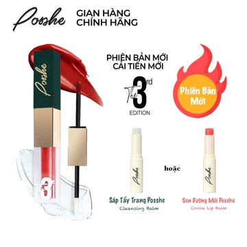 Son Kem 2 Đầu Posshe Siêu Lì Không Trôi - Mua 2 Cây Tặng Kem Má Hồng + Son Dưỡng Và Sáp Tẩy Trang 2in1 Chính Hãng