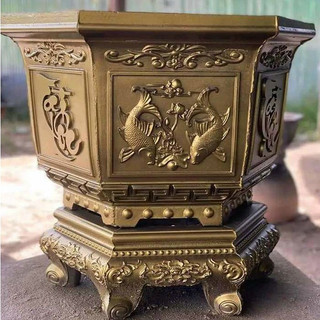 Khuôn chậu lục giác rộng 60 cao 40 mẫu cá chép tài lộc hàng dày chất liệu nhựa abs hàng Việt Nam chất lượng cao tặng búa