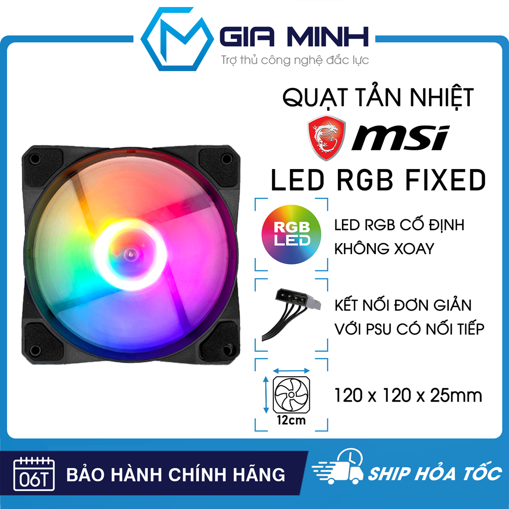 Quạt Tản Nhiệt MSI Led RGB Fixed - Fan Case 12cm - Tặng Kèm Ốc - Bảo ...
