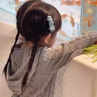 Kẹp tóc mỏ vịt ba bông hoa nhí len đẹp cho nữ và bé gái màu xanh thanh lịch 5.5cm |Shop Rô Handmade
