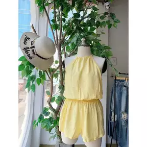 Jumpsuit linen hè f21 vàng hồng hot trend_j823