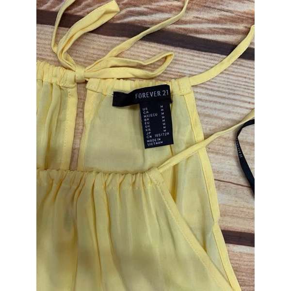Jumpsuit linen hè f21 vàng hồng hot trend_j823