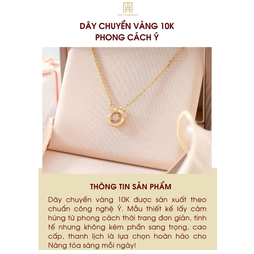 Ảnh Dây chuyền vàng 10K Bảo Tín Mạnh Hải thiết kế họa thiết thanh lịch phong cách Ý PYD2V10CZH-503001 3