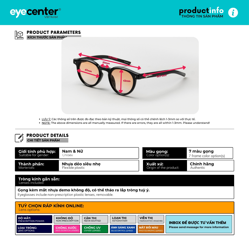 Ảnh Kính mát nam nữ chính hãng nhiều màu EYECENTER S83S nhựa dẻo siêu nhẹ nhiều màu nhập khẩu by Eye Center Vietnam 2