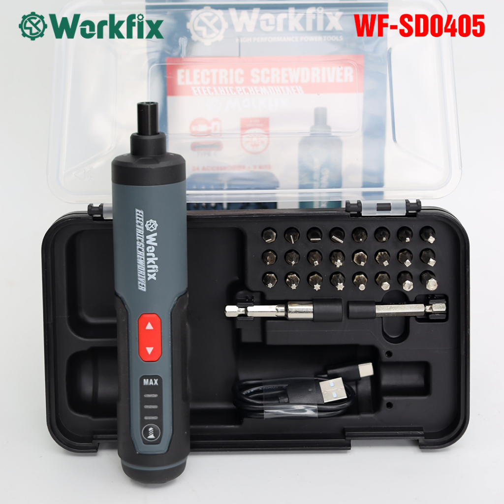 Máy Vặn Ốc Vít Điện Workfix WF-SD0405 | 4.0V, 350rpm, Đầu Vít 6.35mm, Tặng Hộp Phụ Kiện
