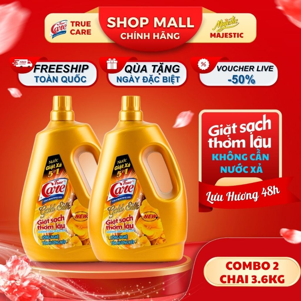 Combo 2 Chai 3.6Kg Nước Giặt Xả True Care 5in1 (Tổng 7.2kg/2Chai)