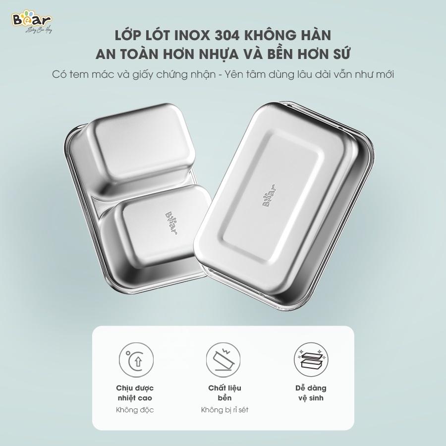 Ảnh Hộp Cơm Cắm Điện Văn Phòng Bear 2 Ngăn Hâm Nóng Nhanh Chống Tràn Giữ Nhiệt Tiện Dụng Cho Dân Văn Phòng SB-HC12L 4