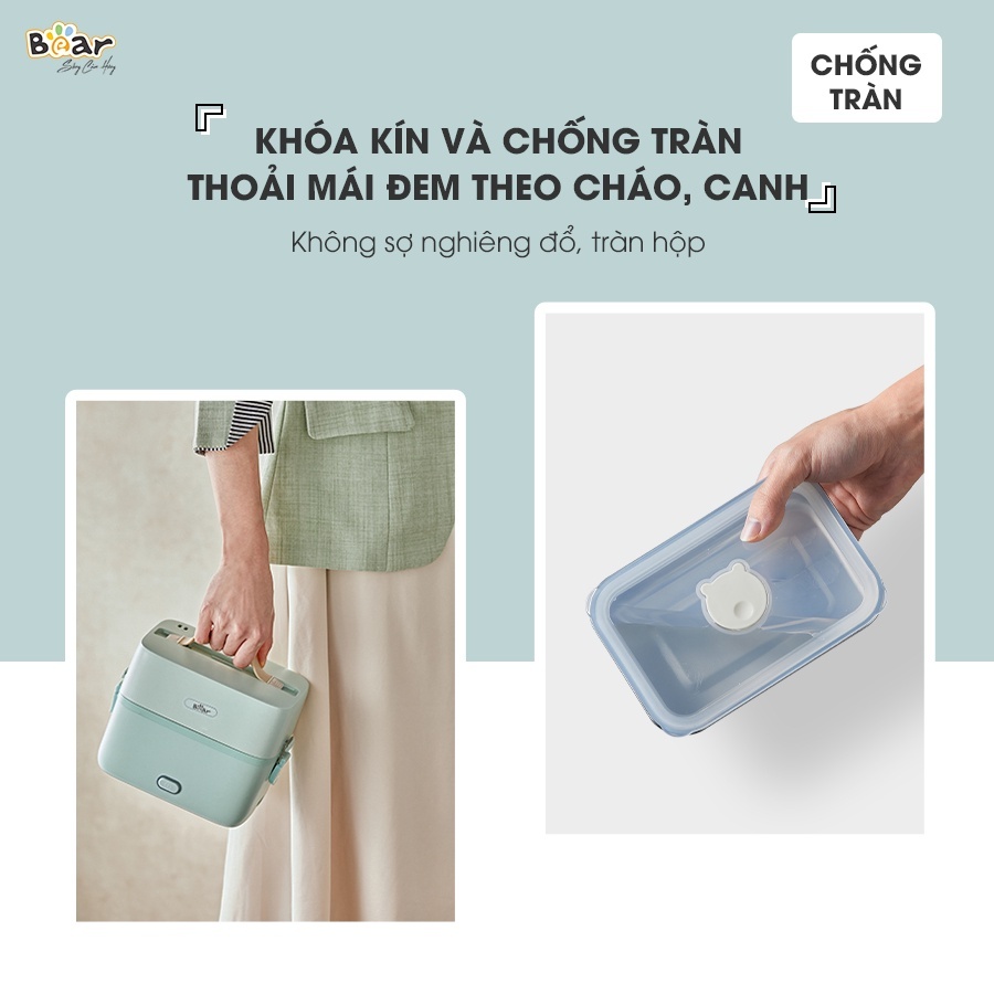 Ảnh Hộp Cơm Cắm Điện Văn Phòng Bear 2 Ngăn Hâm Nóng Nhanh Chống Tràn Giữ Nhiệt Tiện Dụng Cho Dân Văn Phòng SB-HC12L 2
