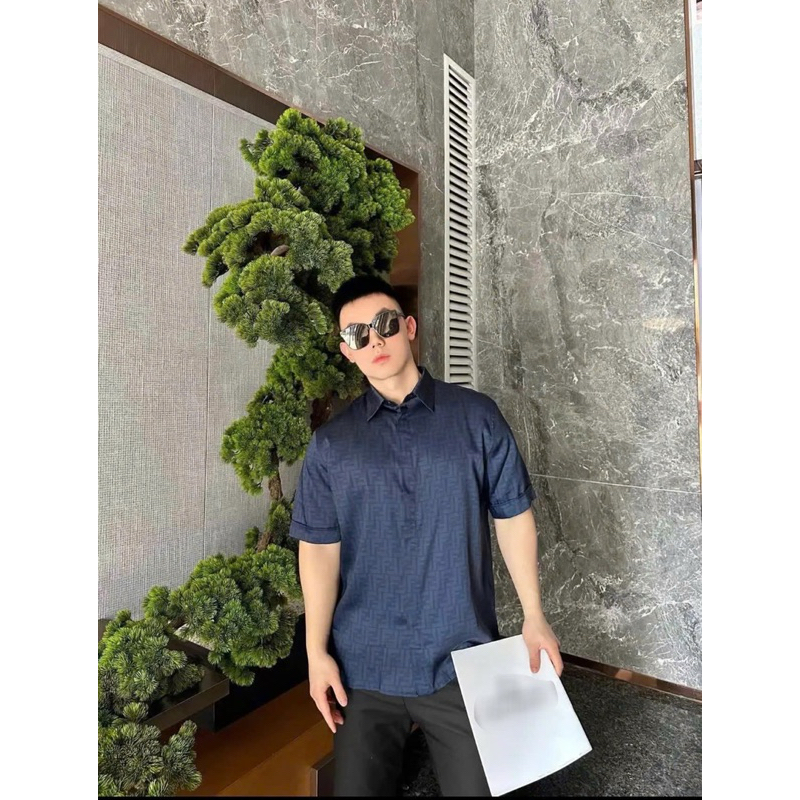 ⚡️[Hight Quality] Áo Sơ Mi Lụa 1end Point Collar Shirst Blue - Điểm Nhấn Logo F Full Mờ Cao Cấp Qccc Nam Nữ