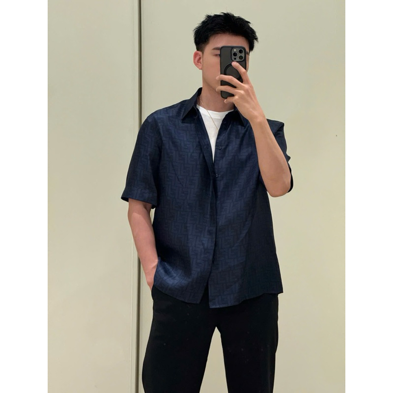 ⚡️[Hight Quality] Áo Sơ Mi Lụa 1end Point Collar Shirst Blue - Điểm Nhấn Logo F Full Mờ Cao Cấp Qccc Nam Nữ