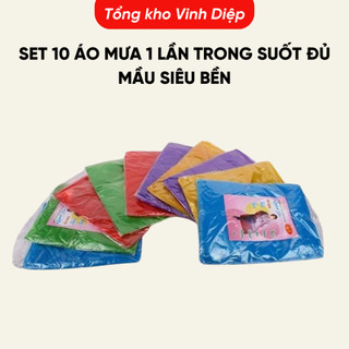 Combo 10 áo mưa nilon xanh dùng 1 lần,áo mưa giấy (10 áo)