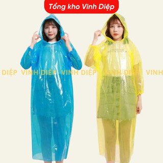 Combo 10 áo mưa nilon xanh dùng 1 lần,áo mưa giấy (10 áo)