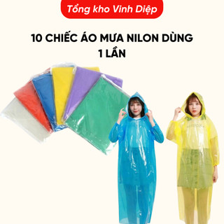Combo 10 áo mưa nilon xanh dùng 1 lần,áo mưa giấy (10 áo)