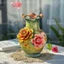 Bình Hoa Đắp Nổi Gốm Sứ Bát Tràng Màu Xanh Bơ Cốm - Lọ Hoa Decor Trang Trí Phòng Khách Đẹp