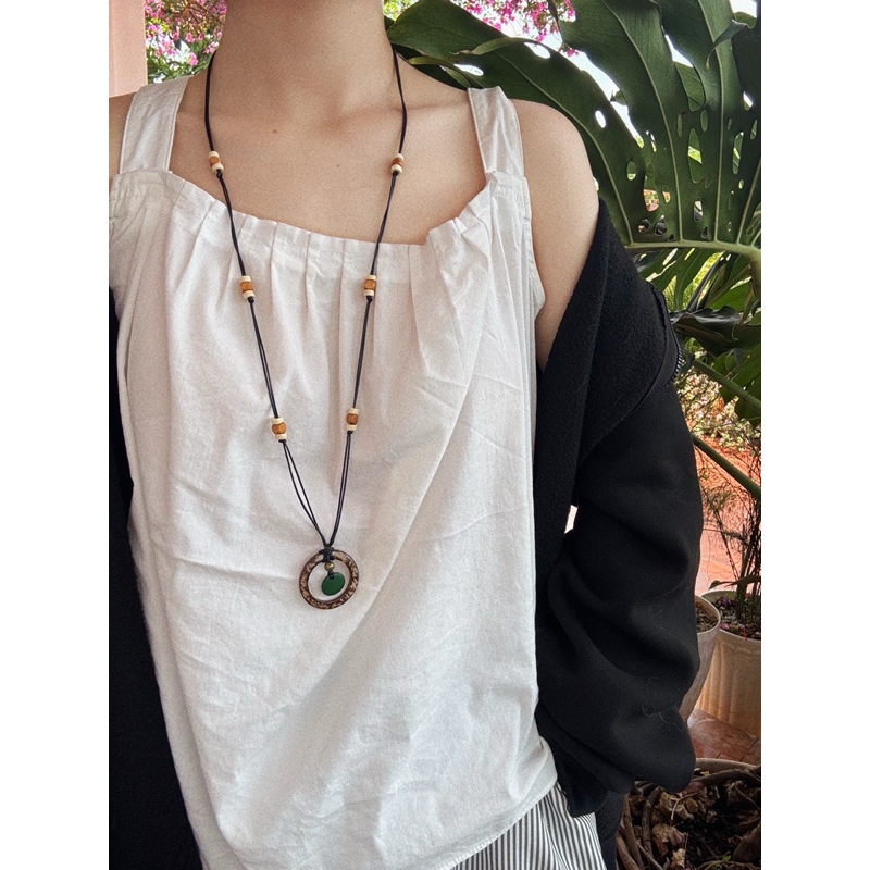 Vòng cổ Matsuri - dây chuyền khoen gỗ mix vintage siêu dài tuỳ chỉnh kích thước