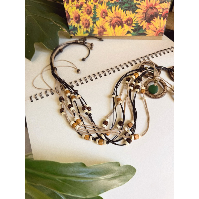 Vòng cổ Matsuri - dây chuyền khoen gỗ mix vintage siêu dài tuỳ chỉnh kích thước