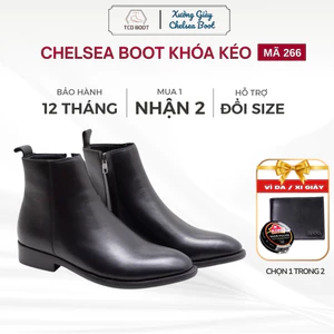 Giày Nam Chelsea Boots Zip Khóa Kéo Da Bò Đế Phíp Tăng Chiều Cao Viboots, Giày Boot Nam Da Thật Cao Cấp - Mã 6286
