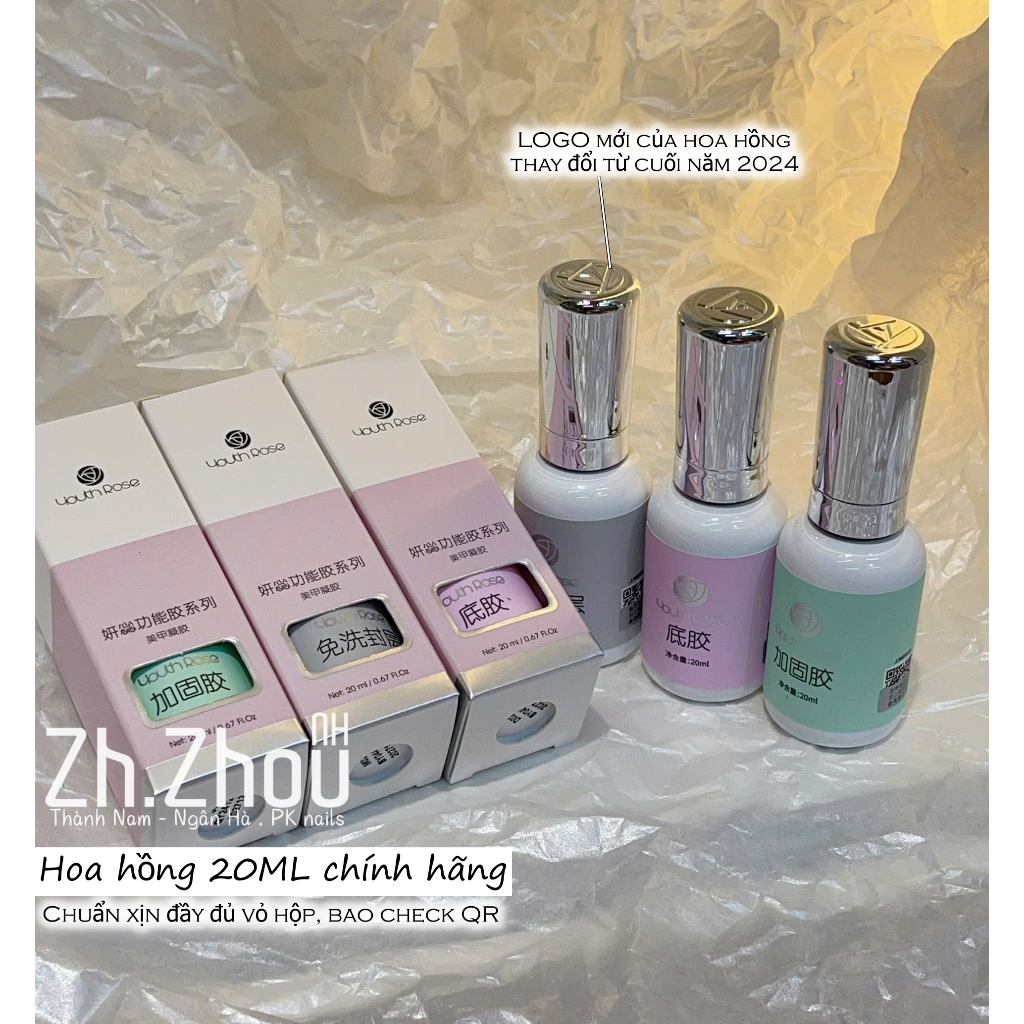 BASE , TOP , CỨNG MÓNG 20ML  Hoa Hồng, base top hoa hồng 20ml ( Sơn Bóng , Sơn Lót , Sơn Gia Cường )